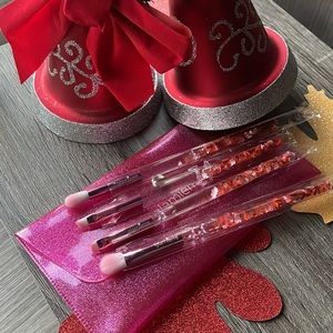 GLAMIERRE Pink Luxe Glitter Eye Brush Collection Perfect Gift for Girls